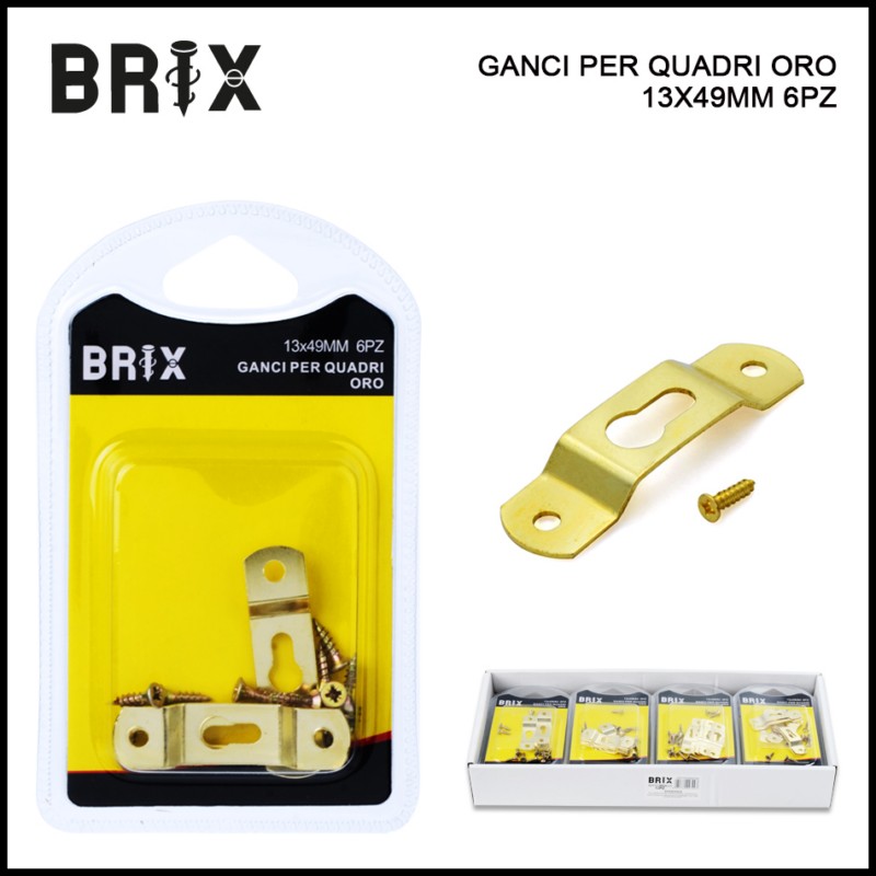 Ganci Per Quadri Oro 13X49Mm 6Pz vendita online - negozio cinese Ferramenta