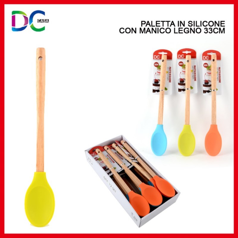 Cucchiaio Silicone C/Man.Legno 33Cm Ass vendita online - negozio cinese  Cucina