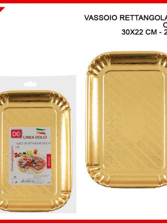 Vassoio Rettangolare Oro 30X22Cm 2Pz