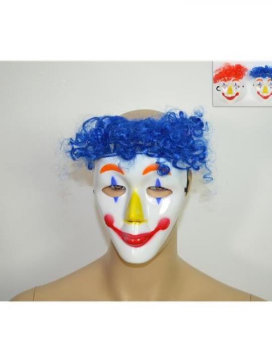 Maschera Plastica Clown C/Capelli 3Col.P