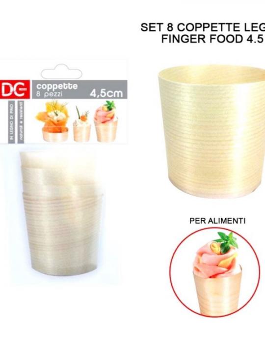 Coppetta Legno Finger Food 4.5Cm 8Pz Ass