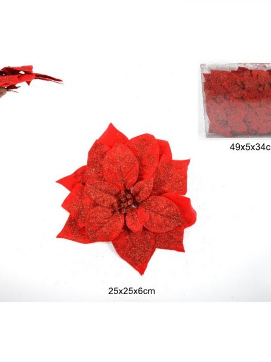 Poinsettia C/Pinzetta 25Cm Rosso Artdf13