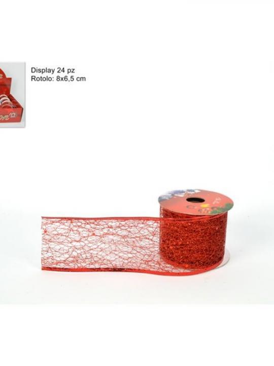 Nastro Rete Glitter 6Cm*3Yard Rosso20163