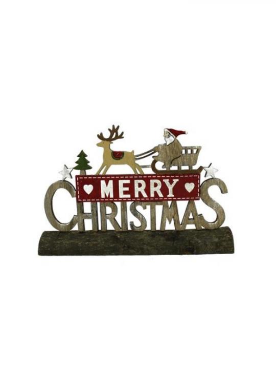 Scritta Legno Merry Christmas Su Tronco