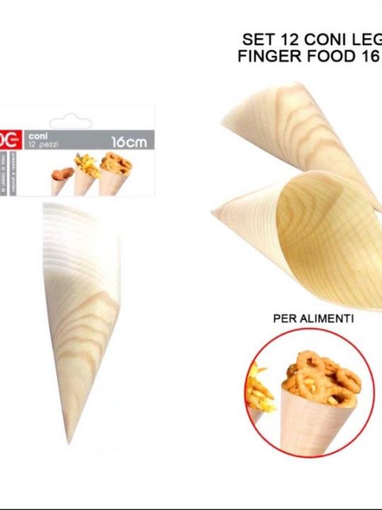 Cono Legno Finger Food 16Cm 12Pz Ass.