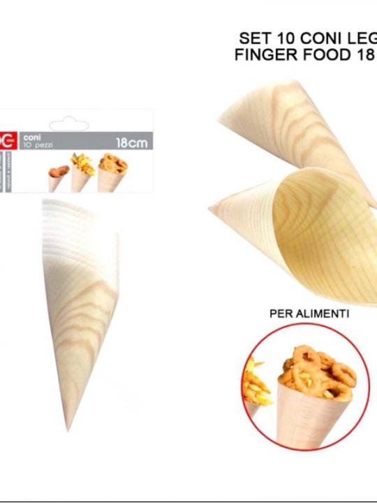 Cono Legno Finger Food 18Cm 10Pz Ass.