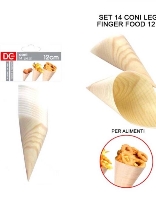 Cono Legno Finger Food 12Cm 14Pz Ass.