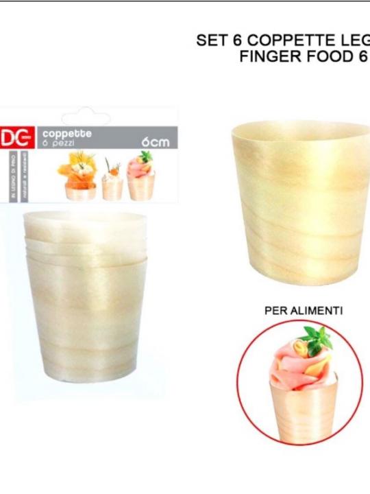 Coppetta Legno Finger Food 6Cm 6Pz Ass.