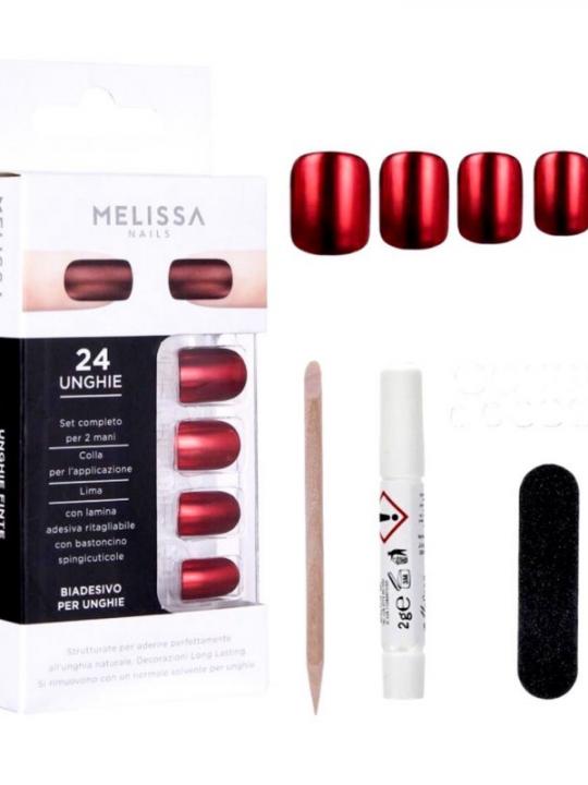 Melissa Unghie Finte Rosso Opaco 24Pz