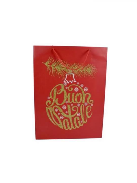 Busta Regalo Buon Natale Rossa Glitter O