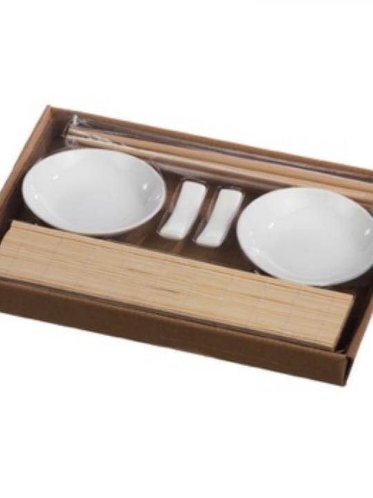 Serv Sushi 2Pers Ceramica+Bamboo