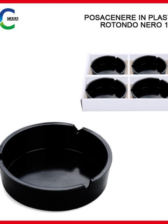 Posacenere Plastica Nero Rotondo 10Cm