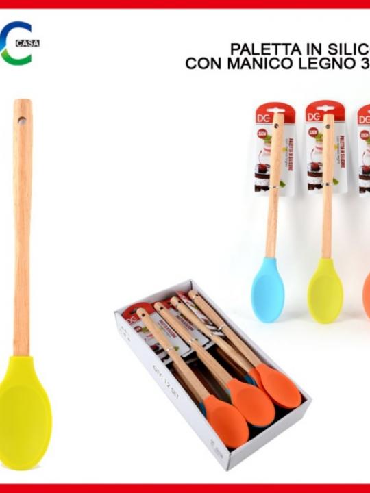 Cucchiaio Silicone C/Man.Legno 33Cm Ass