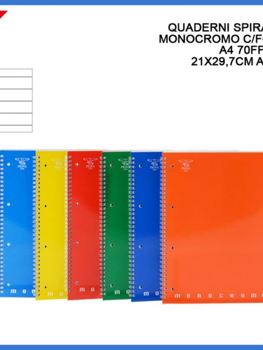 Quaderno Spirale Monocromo C/Fori A4 70F